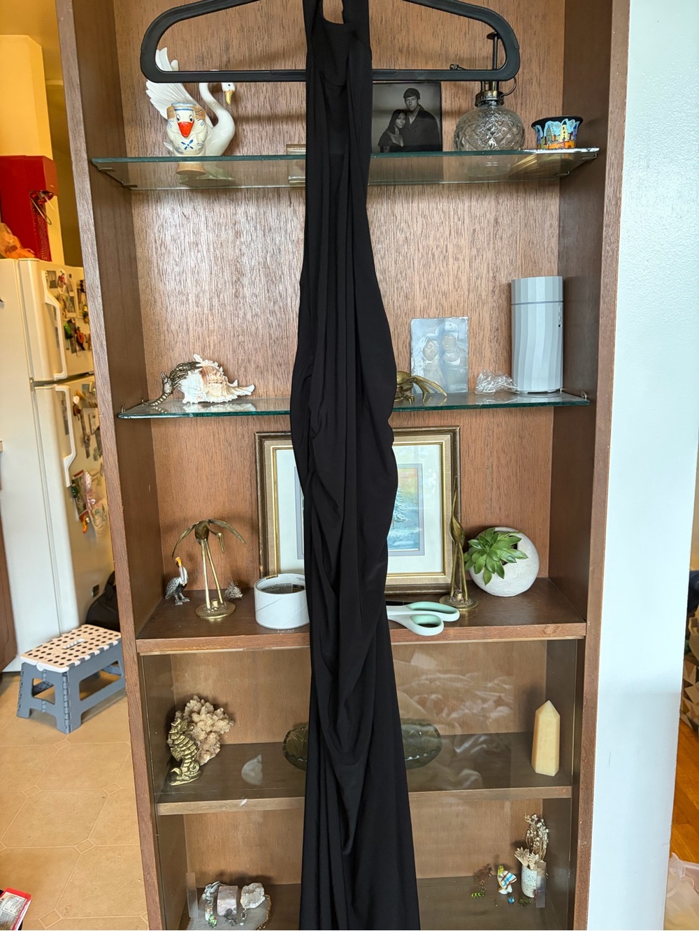 Wilfred Black Backless Halter Maxi Dress